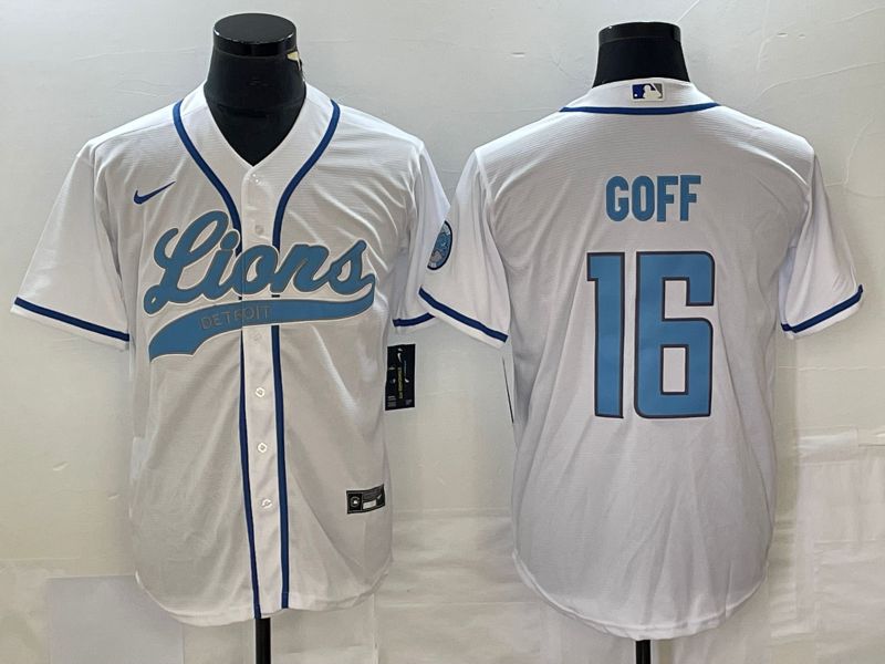 Men Detroit Lions 16 Goff White Co Branding Nike Game NFL Jersey style 1